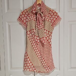 ✨ Studio Y Polka Dot Tie-Neck Dress | Red & Cream Retro Chic ✨
